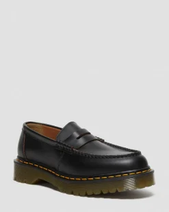 Dr. Martens Mocassins Penton Bex Yellow Stitch En Cuir Quilon Noir — Quilon Online