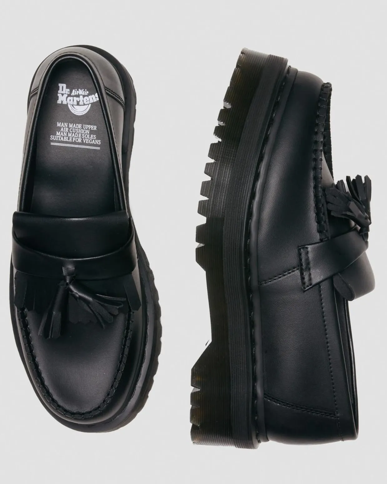 Dr. Martens Mocassins Plateformes Quad Adrian Felix Vegan à Pampilles Noir — Felix Rub Off Clearance
