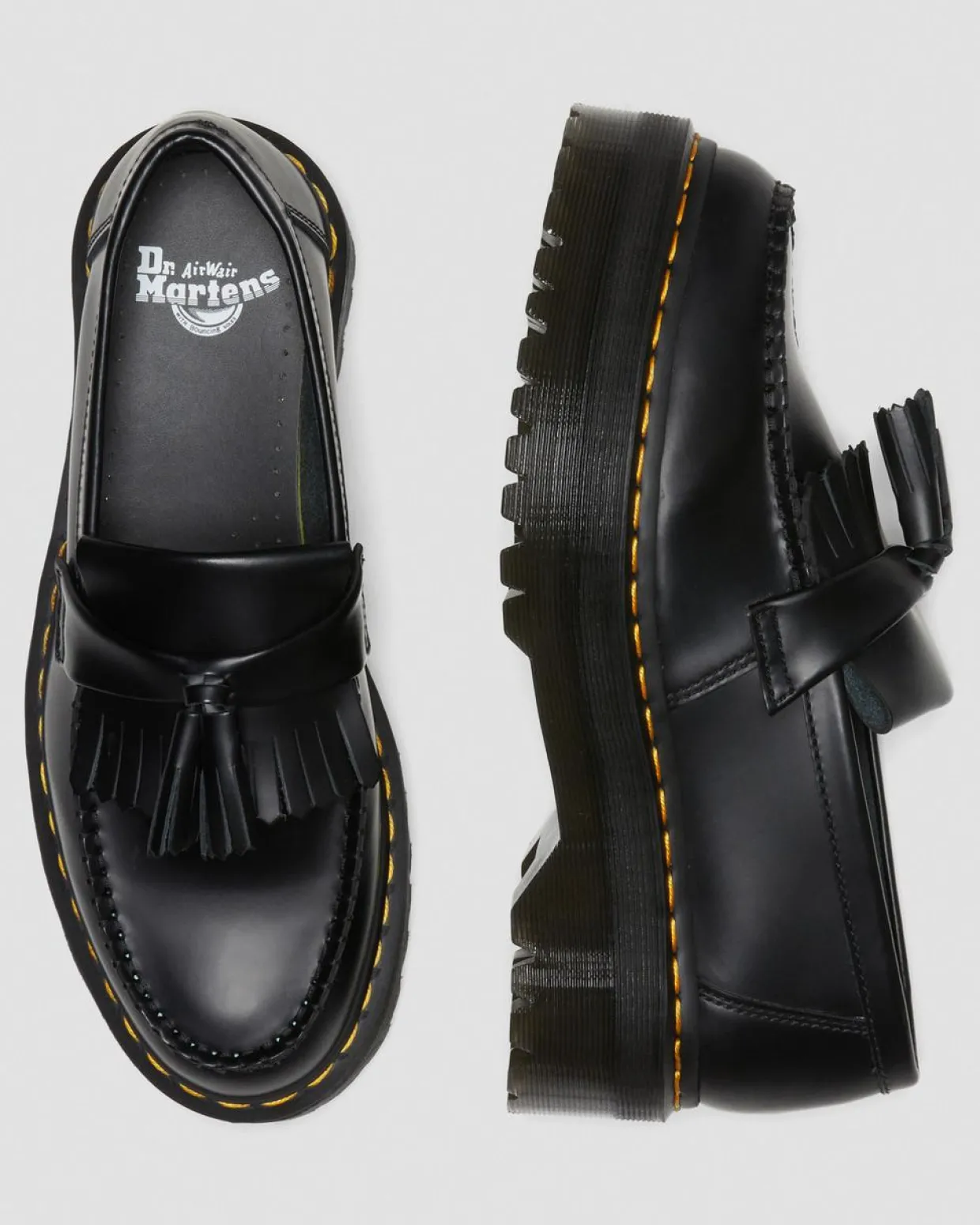 Dr. Martens Mocassins Plateformes Quad Adrian En Cuir à Pampilles Noir — Smooth Leather Cheap
