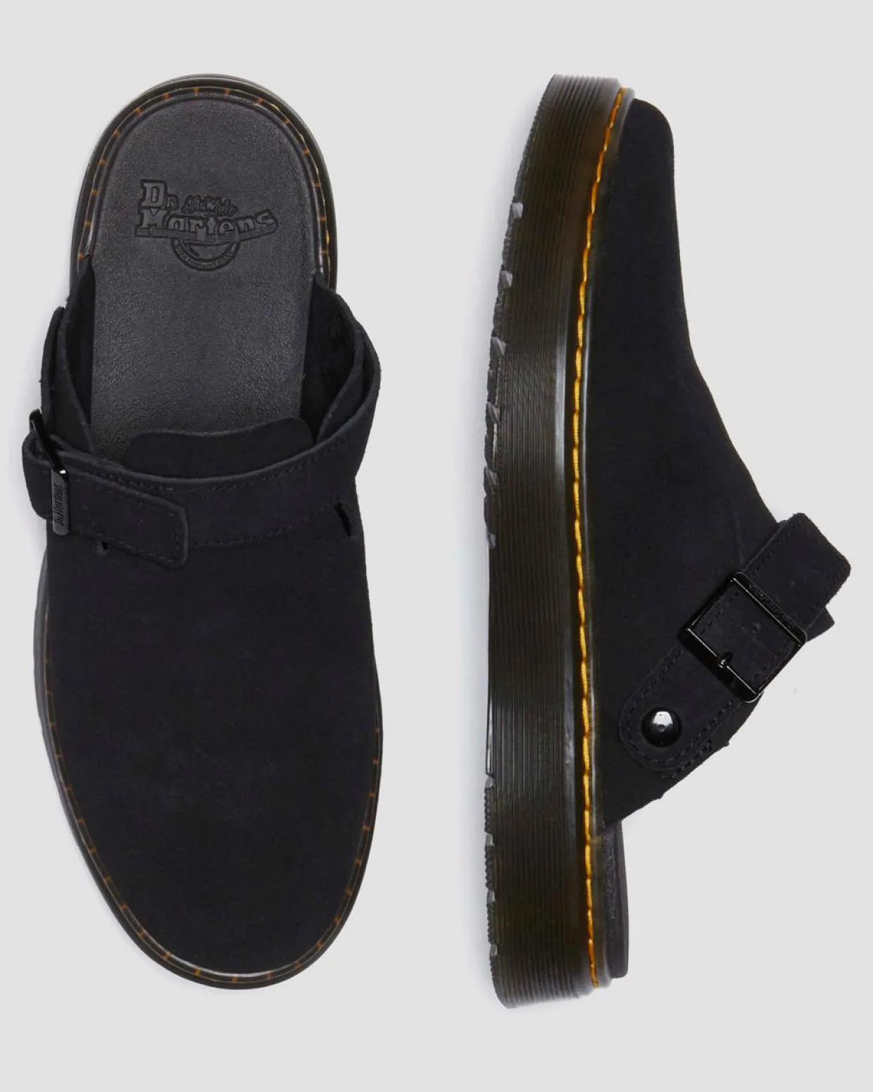 Dr. Martens Mules En Daim Carlson Noir — E.H.Suede Fashion