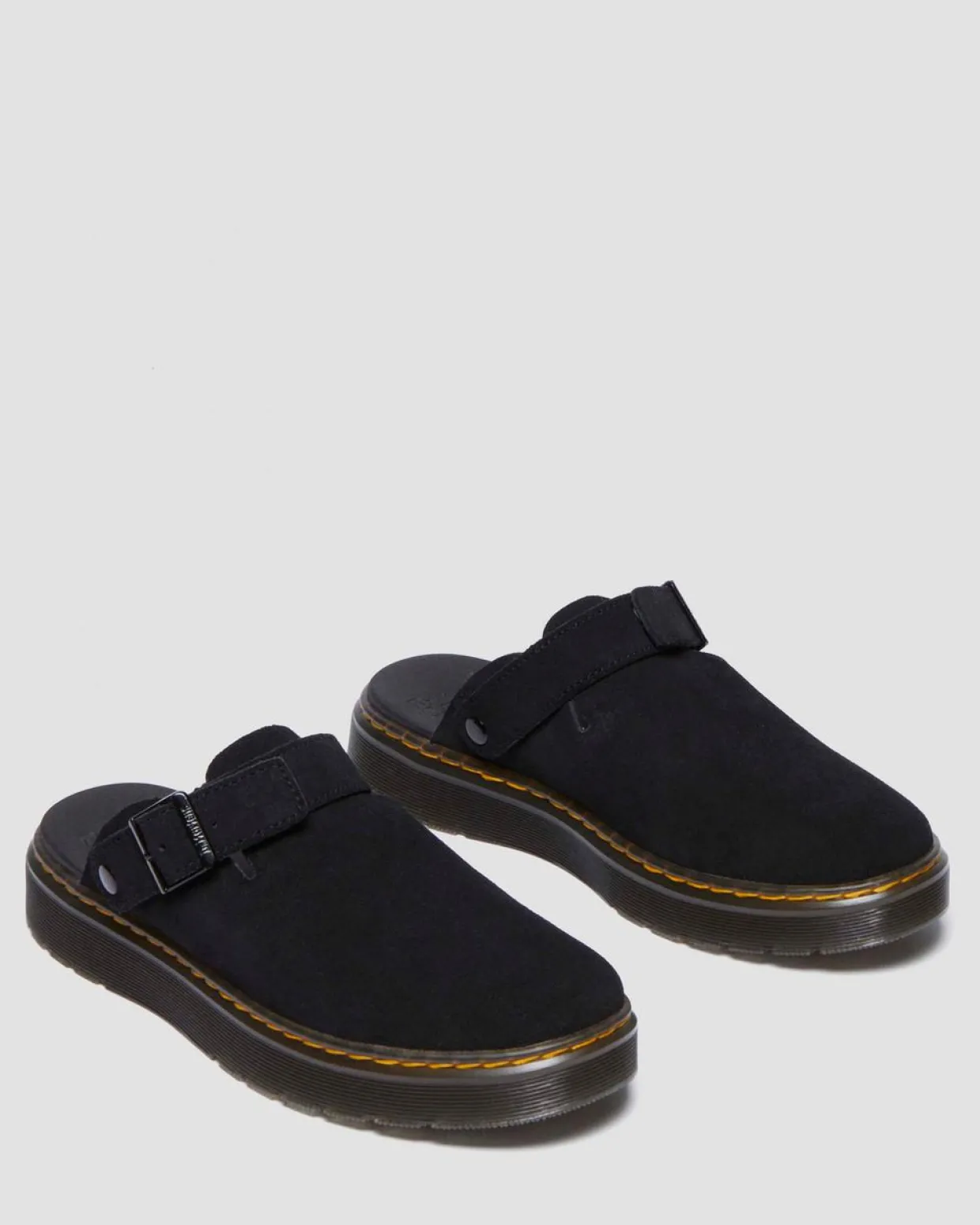 Dr. Martens Mules En Daim Carlson Noir — E.H.Suede Fashion