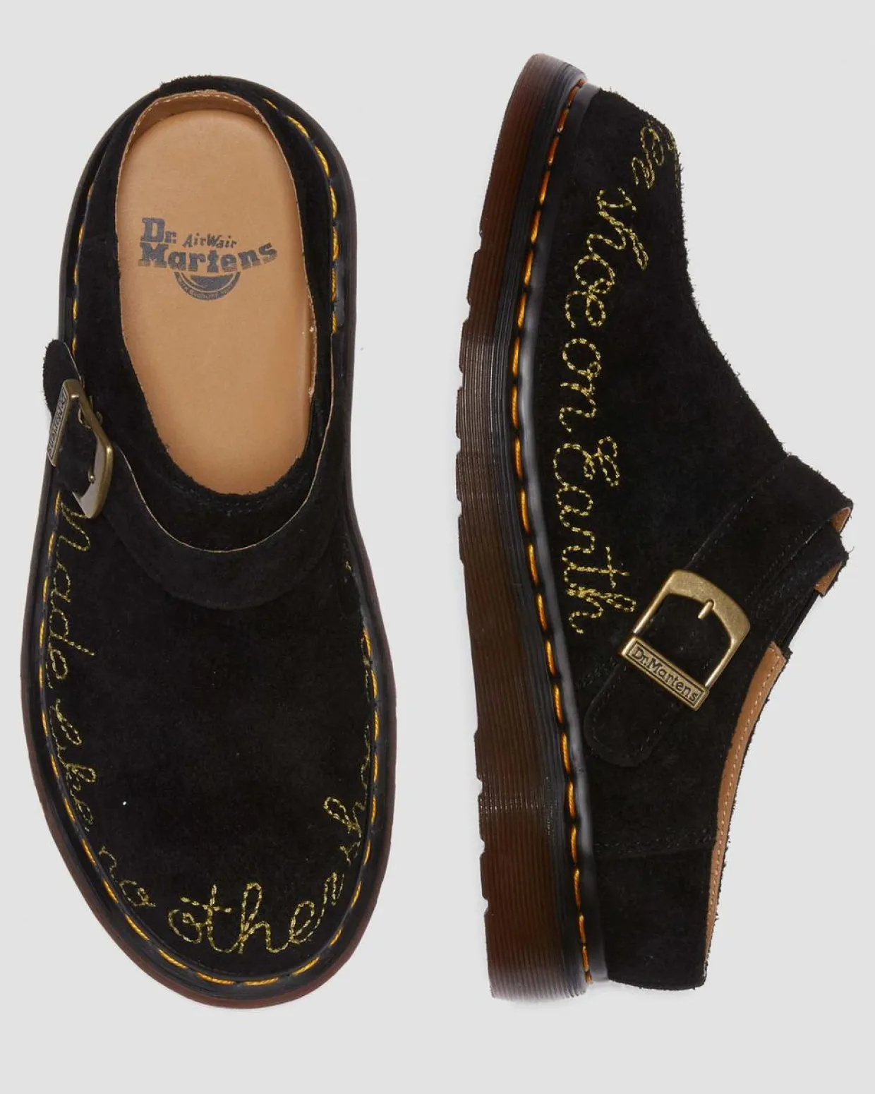 Dr. Martens Mules Isham En Daim Desert Oasis Noir — Desert Oasis Suede Cheap