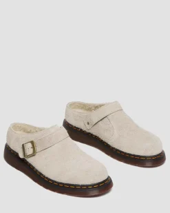Dr. Martens Mules Isham En Daim Et Fourrure Synthétique VINTAGE TAUPE — Long Napped Suede Fashion