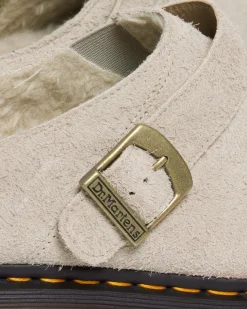 Dr. Martens Mules Isham En Daim Et Fourrure Synthétique VINTAGE TAUPE — Long Napped Suede Fashion