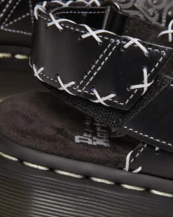 Dr. Martens Mules Jorge Contrast Stitch En Cuir Noir — Atlas Hot