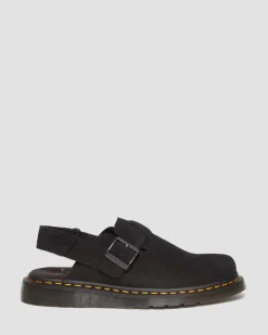 Dr. Martens Mules Jorge II En Daim Noir — E.H.Suede Cheap