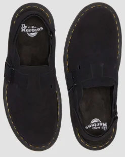 Dr. Martens Mules Jorge II En Daim Noir — E.H.Suede Cheap