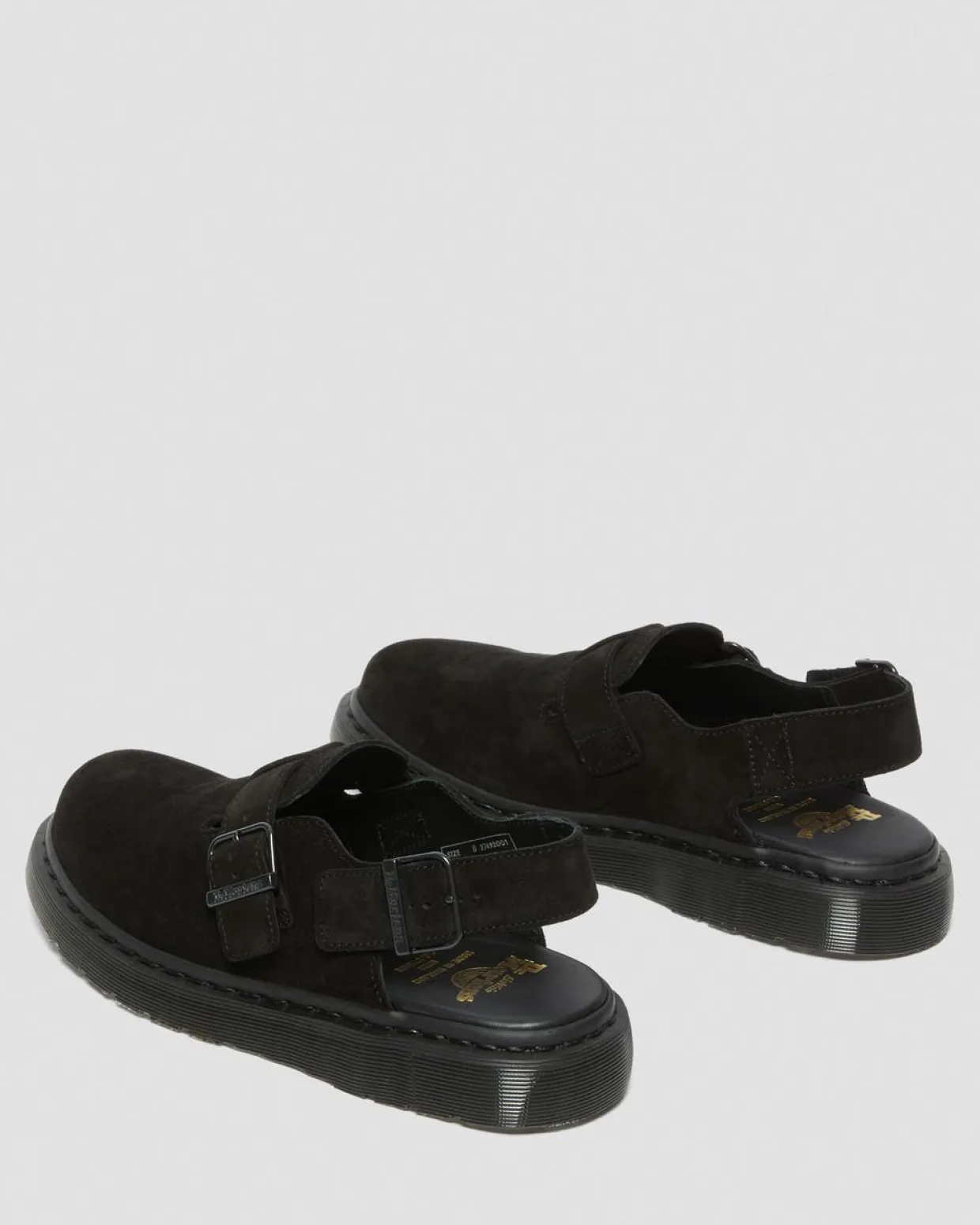 Dr. Martens Mules Jorge Made In England En Daim Noir — Repello Calf Suede (Gum Oil) Online