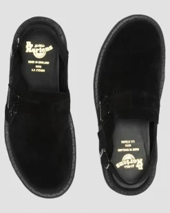 Dr. Martens Mules Jorge Made In England En Daim Noir — Repello Calf Suede (Gum Oil) Online