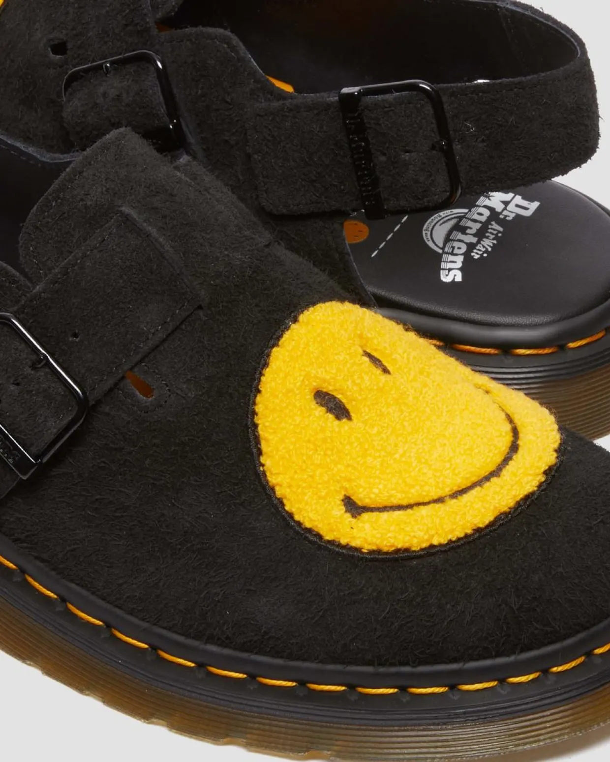 Dr. Martens Mules Jorge Smiley® En Daim Noir — Long Napped Suede Best Sale