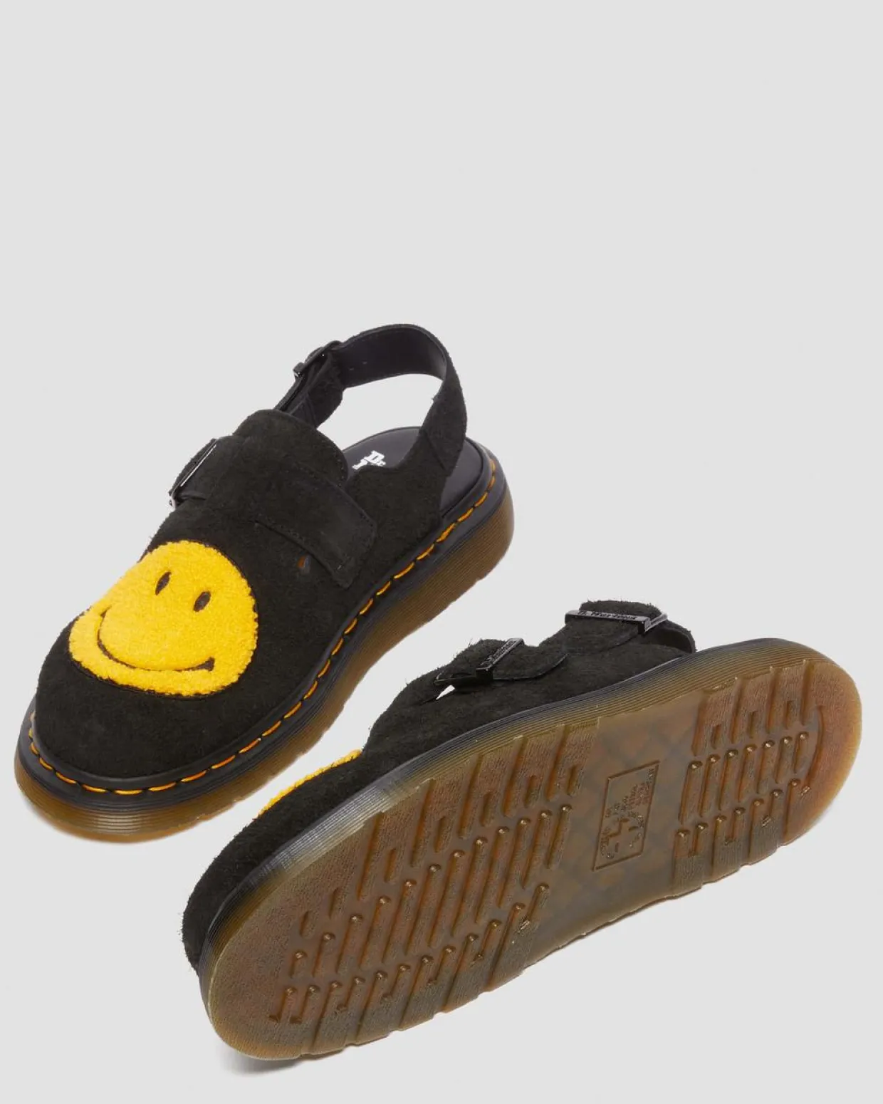 Dr. Martens Mules Jorge Smiley® En Daim Noir — Long Napped Suede Best Sale