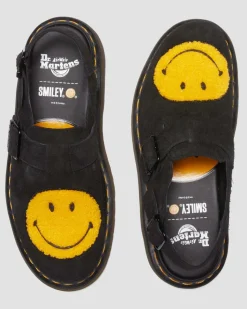 Dr. Martens Mules Jorge Smiley® En Daim Noir — Long Napped Suede Best Sale