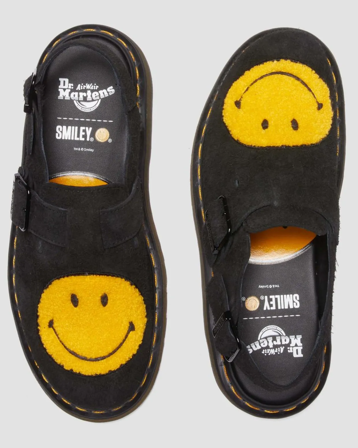 Dr. Martens Mules Jorge Smiley® En Daim Noir — Long Napped Suede Best Sale