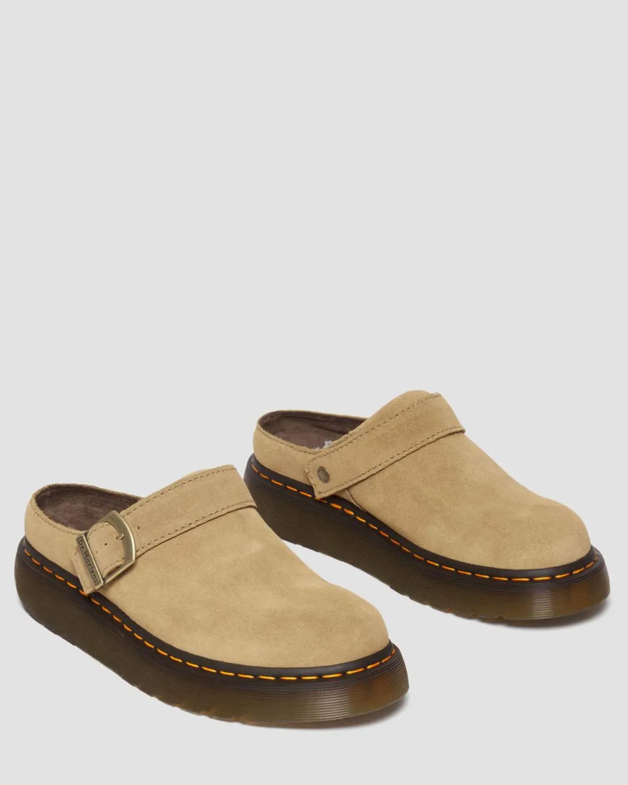 Dr. Martens Mules Plateformes Laketen En Daim Bronx Savannah Tan — Bronx Suede Outlet