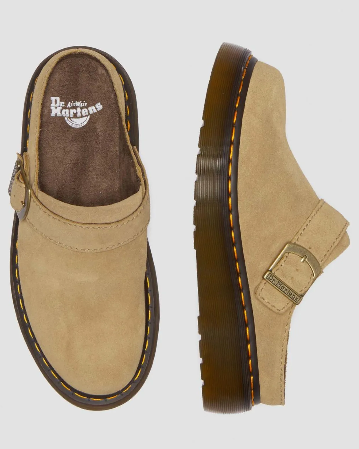 Dr. Martens Mules Plateformes Laketen En Daim Bronx Savannah Tan — Bronx Suede Outlet