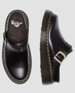 Dr. Martens Mules Plateformes Laketen En Cuir Noir — Atlas Discount