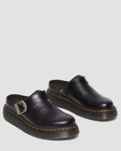 Dr. Martens Mules Plateformes Laketen En Cuir Noir — Atlas Discount