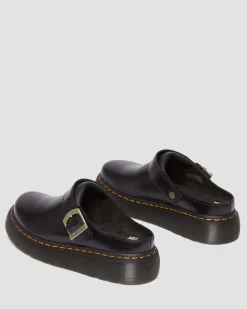 Dr. Martens Mules Plateformes Laketen En Cuir Noir — Atlas Discount
