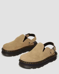 Dr. Martens Mules Plateformes Zebzag Casual En Daim à Brides Savannah Tan — E.H.Suede Outlet