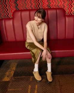Dr. Martens Mules Plateformes Zebzag Casual En Daim à Brides Savannah Tan — E.H.Suede Outlet