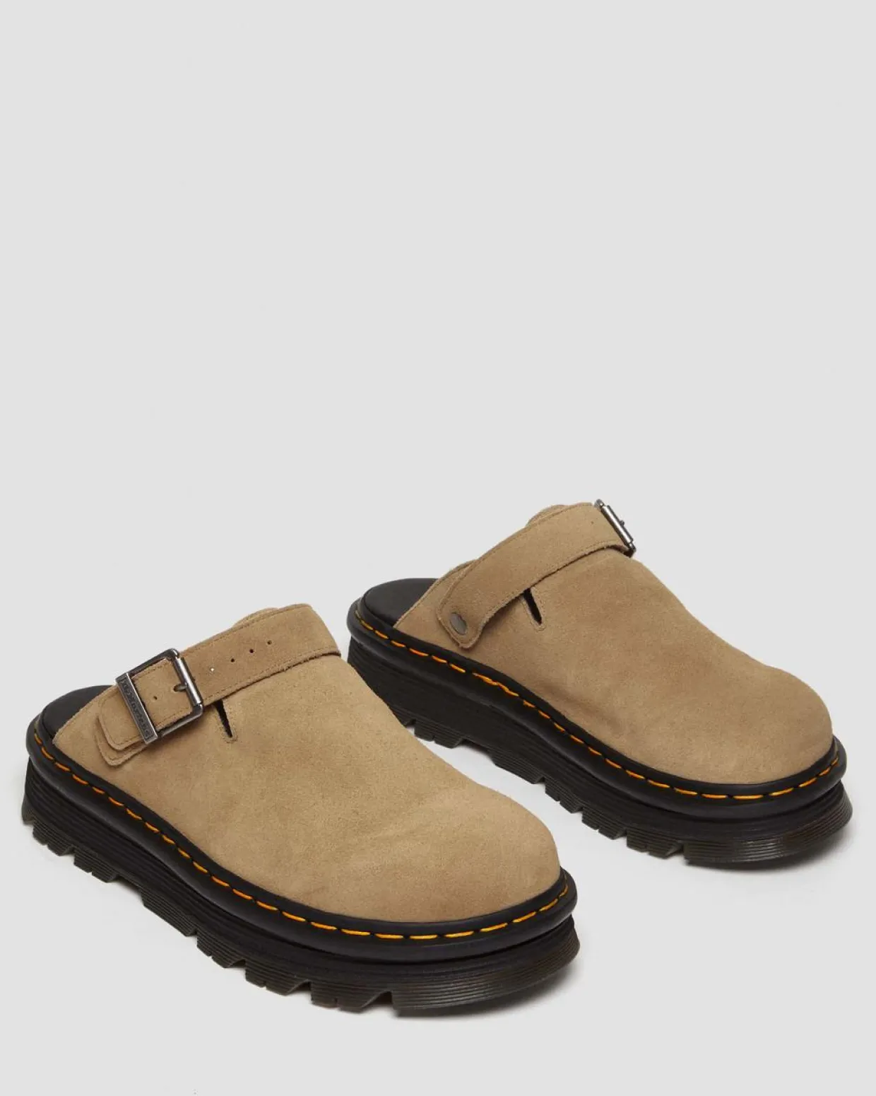 Dr. Martens Mules Plateformes Zebzag Casual En Daim à Brides Savannah Tan — E.H.Suede Outlet