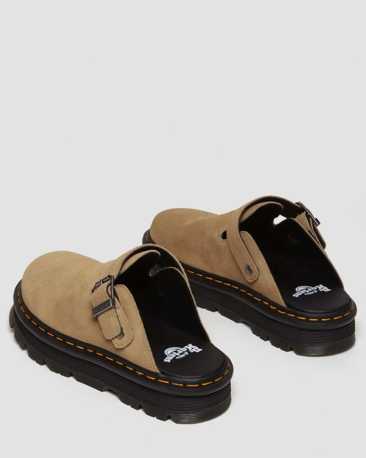 Dr. Martens Mules Plateformes Zebzag Casual En Daim à Brides Savannah Tan — E.H.Suede Outlet