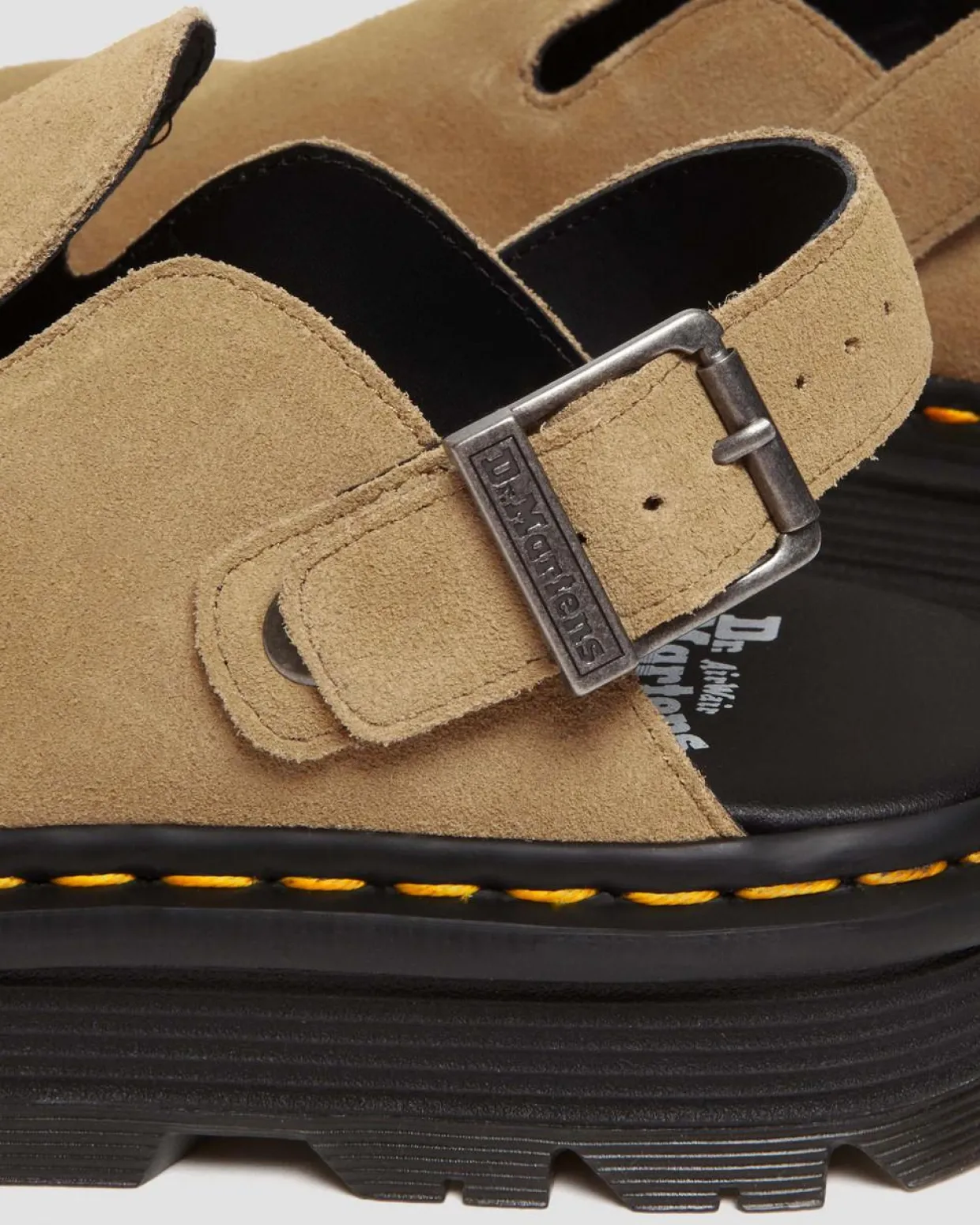 Dr. Martens Mules Plateformes Zebzag Casual En Daim à Brides Savannah Tan — E.H.Suede Outlet