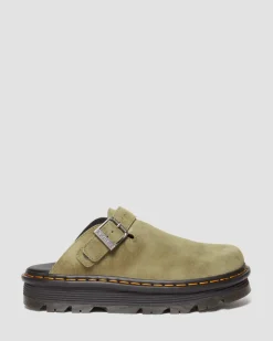 Dr. Martens Mules Plateformes Zebzag Casual En Daim à Brides Muted Olive — E.H.Suede Best