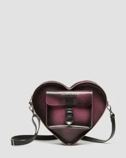Dr. Martens Sac En Cuir Effet Vieilli En Forme De Cœur Black+Fondant Pink — Arcadia Shop