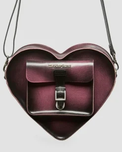 Dr. Martens Sac En Cuir Effet Vieilli En Forme De Cœur Black+Fondant Pink — Arcadia Shop