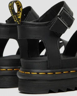 Dr. Martens Sandales Blaire En Cuir Hydro à Brides Noir — Hydro Leather Fashion