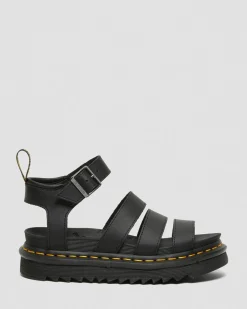 Dr. Martens Sandales Blaire En Cuir Hydro à Brides Noir — Hydro Leather Fashion