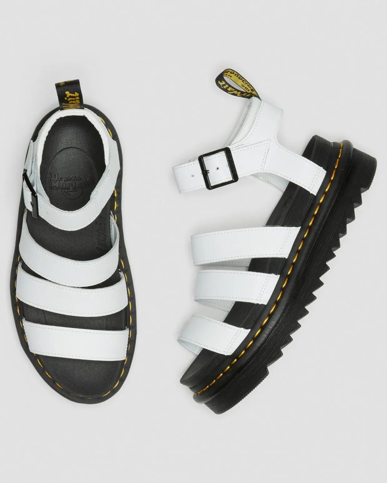 Dr. Martens Sandales Blaire En Cuir Hydro à Brides Blanc — Hydro Leather Cheap