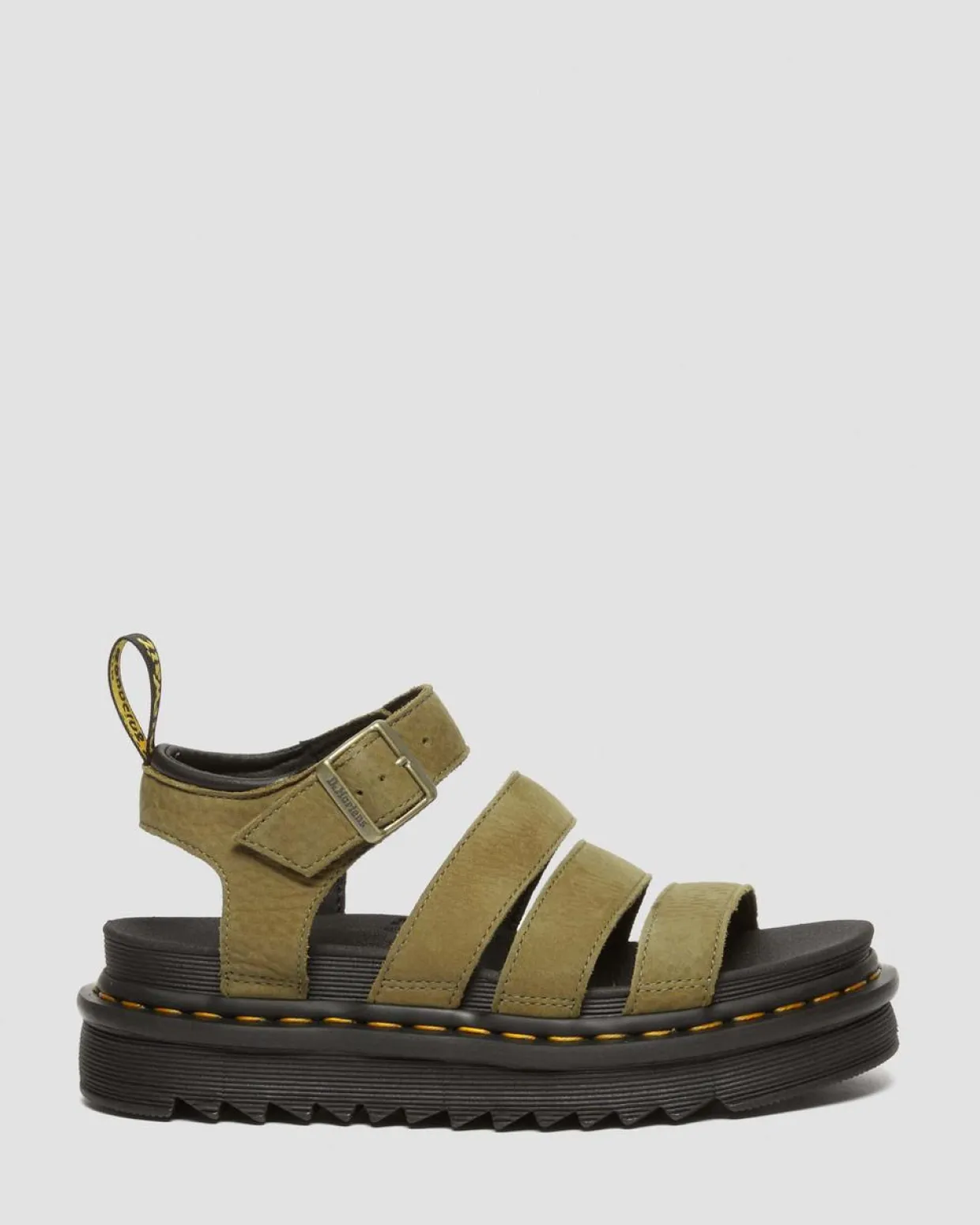 Dr. Martens Sandales Blaire En Cuir Tumbled Nubuck Muted Olive — Tumbled Nubuck Outlet