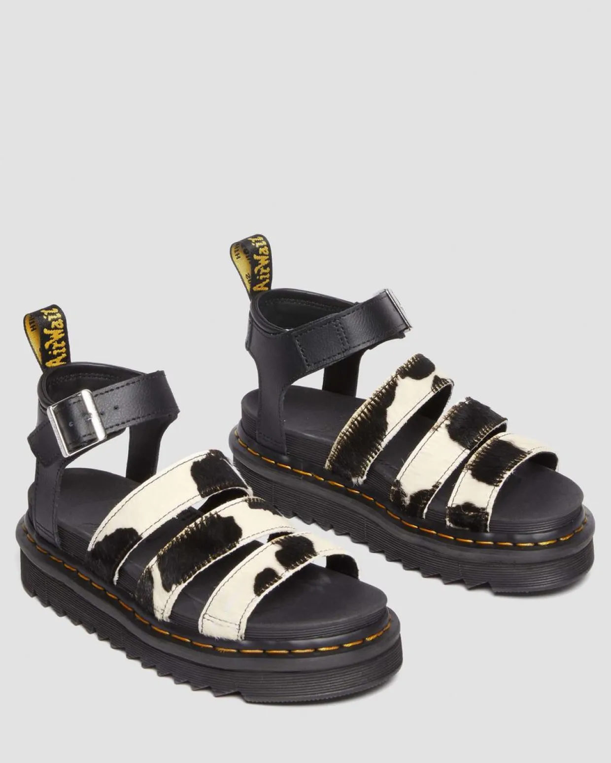 Dr. Martens Sandales Blaire En Hair-On à Imprimé Vache Et à Brides BLACK+ZEBRA PRINT Online