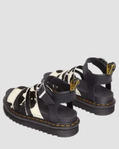 Dr. Martens Sandales Blaire En Hair-On à Imprimé Vache Et à Brides BLACK+ZEBRA PRINT Online