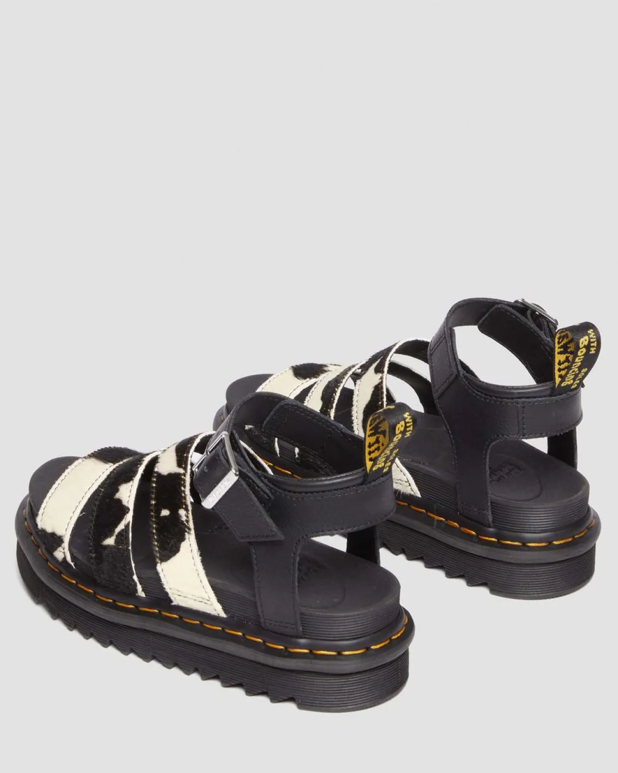 Dr. Martens Sandales Blaire En Hair-On à Imprimé Vache Et à Brides BLACK+ZEBRA PRINT Online