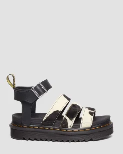 Dr. Martens Sandales Blaire En Hair-On à Imprimé Vache Et à Brides BLACK+ZEBRA PRINT Online