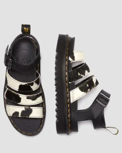 Dr. Martens Sandales Blaire En Hair-On à Imprimé Vache Et à Brides BLACK+ZEBRA PRINT Online