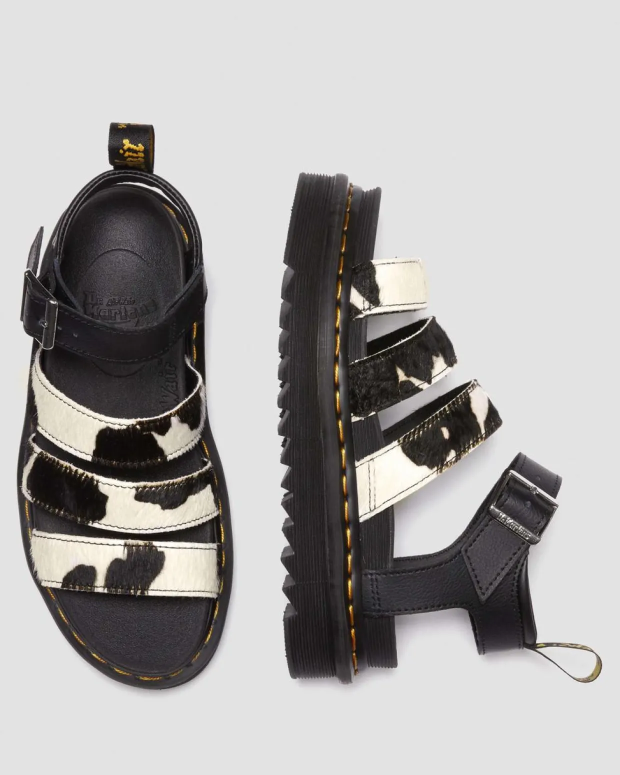 Dr. Martens Sandales Blaire En Hair-On à Imprimé Vache Et à Brides BLACK+ZEBRA PRINT Online