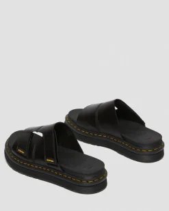 Dr. Martens Sandales Claquettes Daxton En Cuir Noir — Brando Best