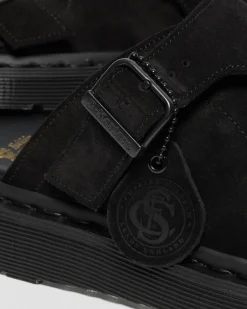 Dr. Martens Sandales Claquettes Dayne Made In England En Daim Noir — Repello Calf Suede Fashion
