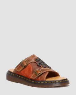 Dr. Martens Sandales Dayne Made In England En Cuir Et En Daim à Appliqué Conker Brown+Black+Rust Orange — Regency Calf+Desert Oasis Suede Cheap