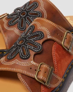 Dr. Martens Sandales Dayne Made In England En Cuir Et En Daim à Appliqué Conker Brown+Black+Rust Orange — Regency Calf+Desert Oasis Suede Cheap