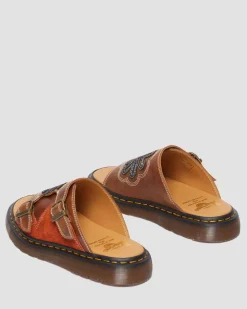 Dr. Martens Sandales Dayne Made In England En Cuir Et En Daim à Appliqué Conker Brown+Black+Rust Orange — Regency Calf+Desert Oasis Suede Cheap