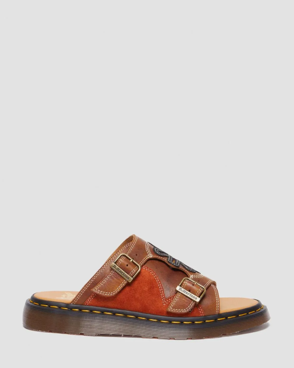Dr. Martens Sandales Dayne Made In England En Cuir Et En Daim à Appliqué Conker Brown+Black+Rust Orange — Regency Calf+Desert Oasis Suede Cheap