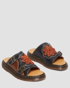 Dr. Martens Sandales Dayne Made In England En Cuir Et En Daim à Appliqué Black+Brown+Rust Orange — Regency Calf+Desert Oasis Suede Sale