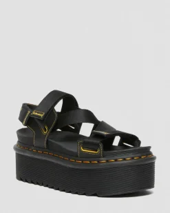Dr. Martens Sandales Kimber à Brides Et à Logo Noir — Hydro Leather Clearance