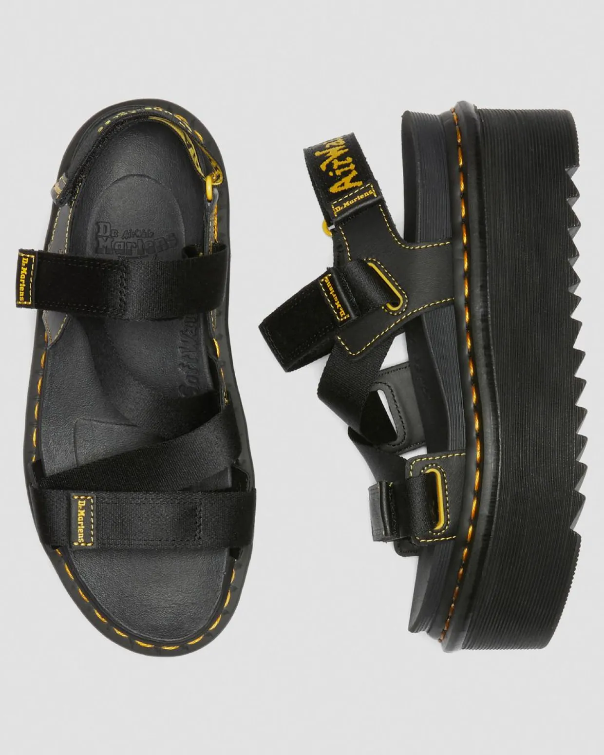 Dr. Martens Sandales Kimber à Brides Et à Logo Noir — Hydro Leather Clearance