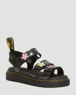 Dr. Martens Sandales Klaire à Paillettes Et à Bridess Velcro Junior Black+Multi — Coated Glitter Pu+Athena Fashion
